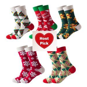 Colorful Christmas Socks Women's size 5-11 Crew Socks 3-Pack